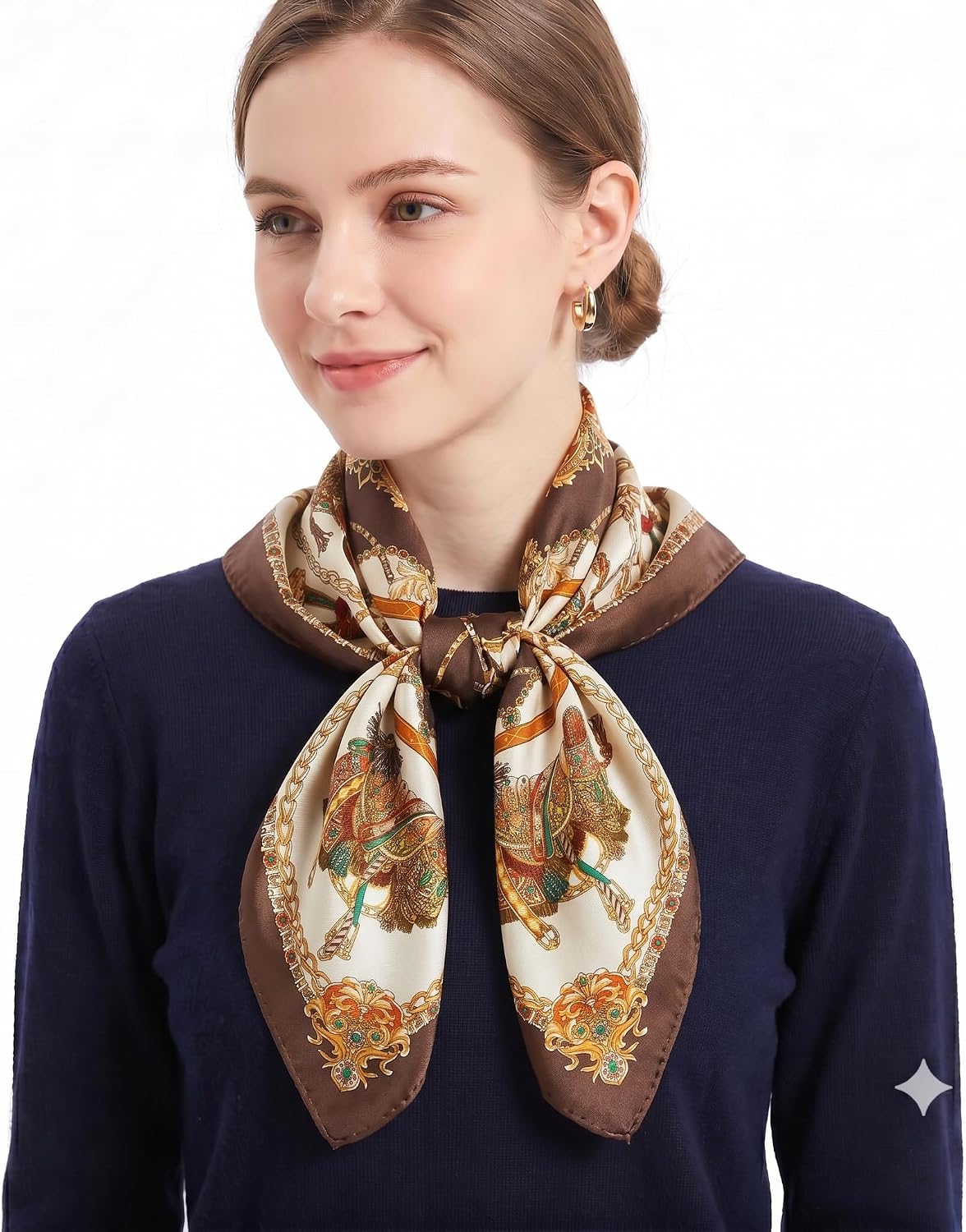 YOUR SMILE Silk Like Scarf Women's Fashion Pattern Large Square Satin Headscarf Headdress image 3