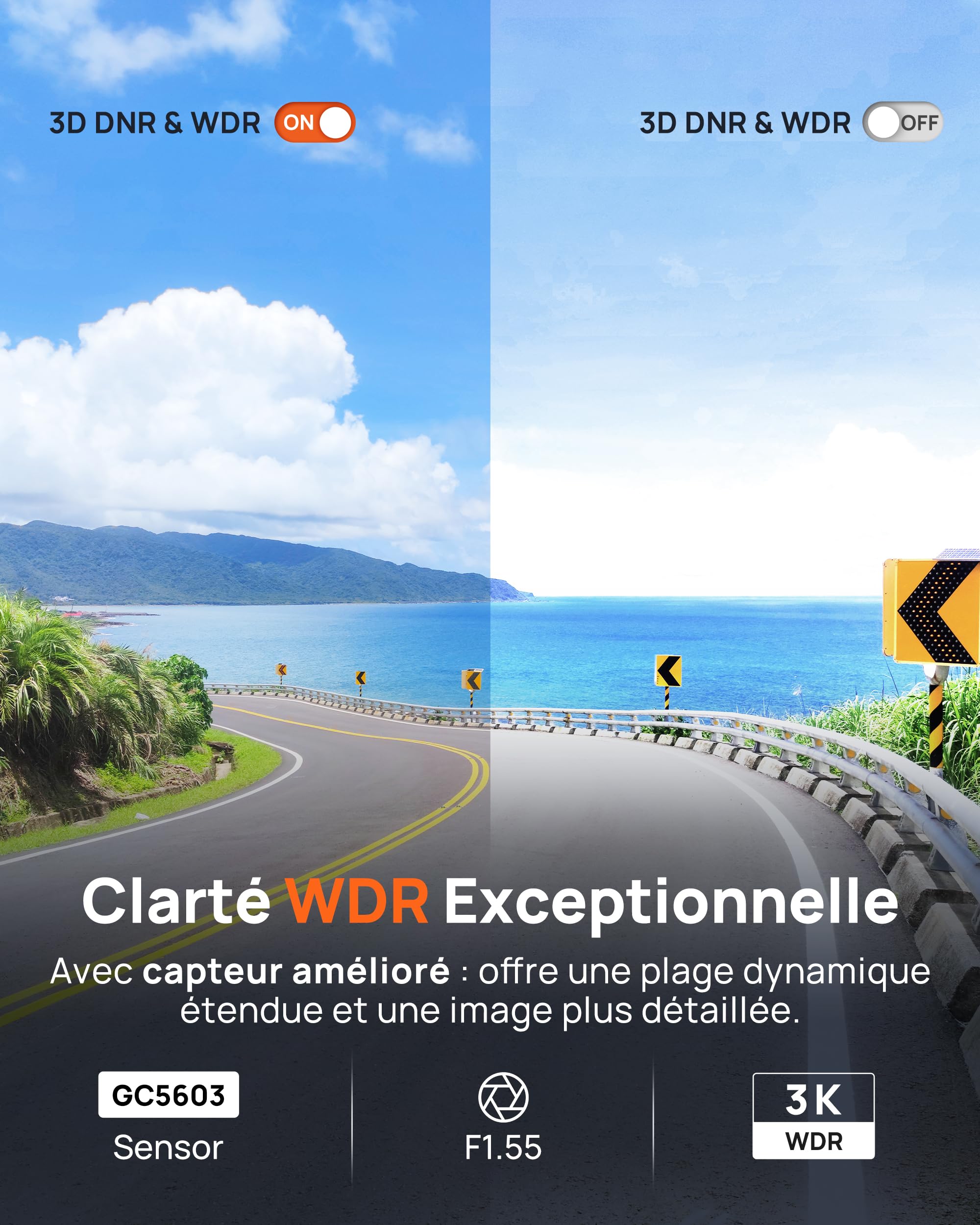 70mai Dash Cam Voiture M310 Plus 3K, 1620P Caméra Embarquée Voiture avec WDR,Vision Nocturne, Enregistrement en Boucle, Mode Stationnement 24H,G-Capteur, Dashcam sans Fil de Contrôle APP, Max 256 Go