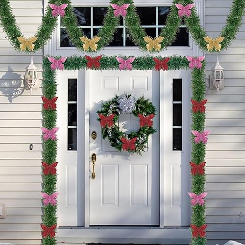 Miniatura 7 de 1 guirnalda de Navidad de 50 pies para decoración de interiores y exteriores, guirnalda suave de vegetación artificial gruesa y esponjosa para