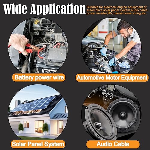 Miniatura 7 de Kit de 20 terminales de cable de batería (2 AWG-516+2 AWG-38), anillo de alambre de cobre estañado resistente, terminales de cobre con 20 tubos