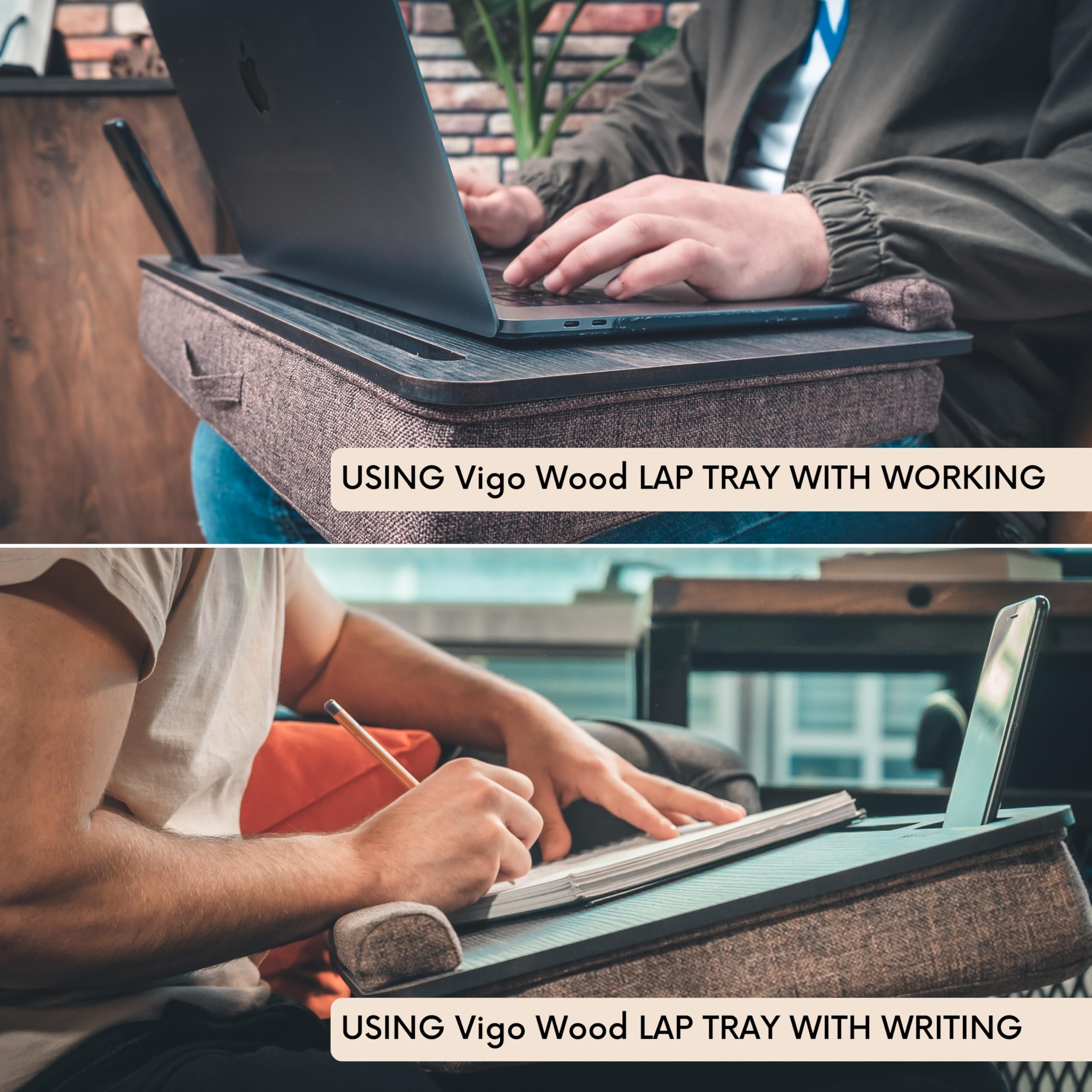 Vigo LS02X Plateau En Bois Pour Ordinateur Portable Chêne Et