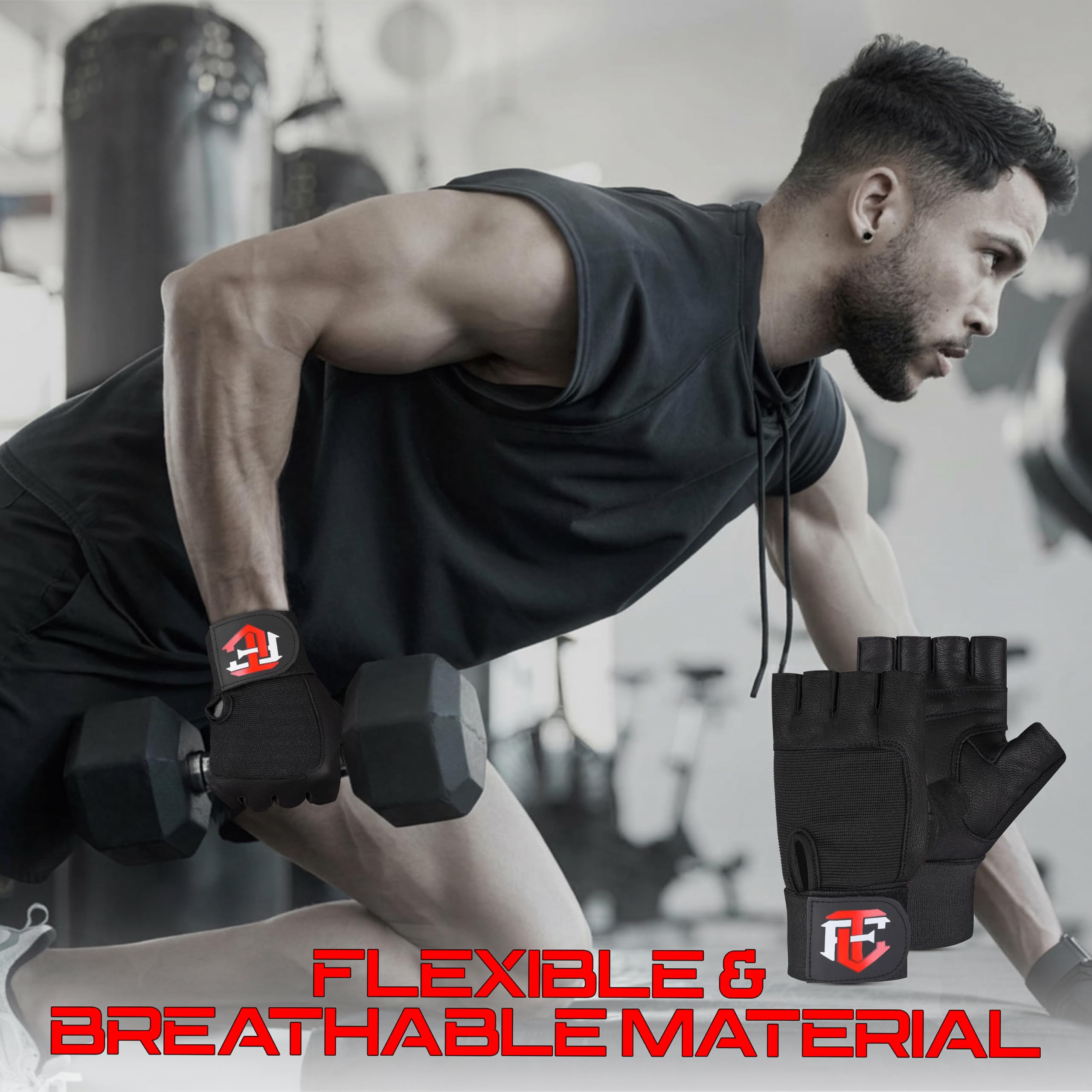 Guanti per sollevamento pesi, guanti da allenamento per uomini e donne, supporto per il polso, palmo antiscivolo, traspiranti e durevoli, per powerlifting, crossfit, allenamento e
