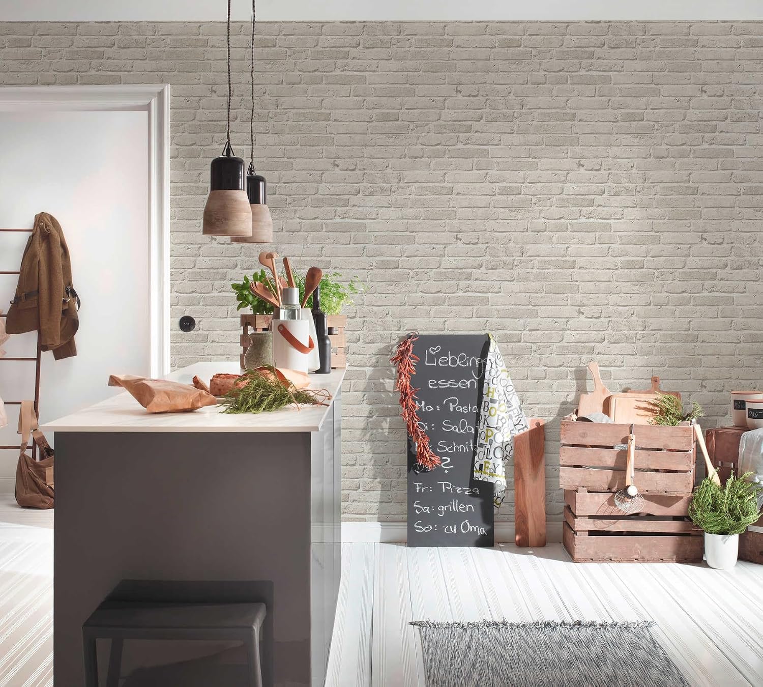 CONCORD WALLCOVERINGS ™ Realistic Industrial Brick Vinyl Wallpaper, Non-Self-Adhesive 33' x 21" (10m x 53cm), Washable & Fade-Resistant for Home & Office Projects - 57.75 Sq Ft (5.3 Sq M)