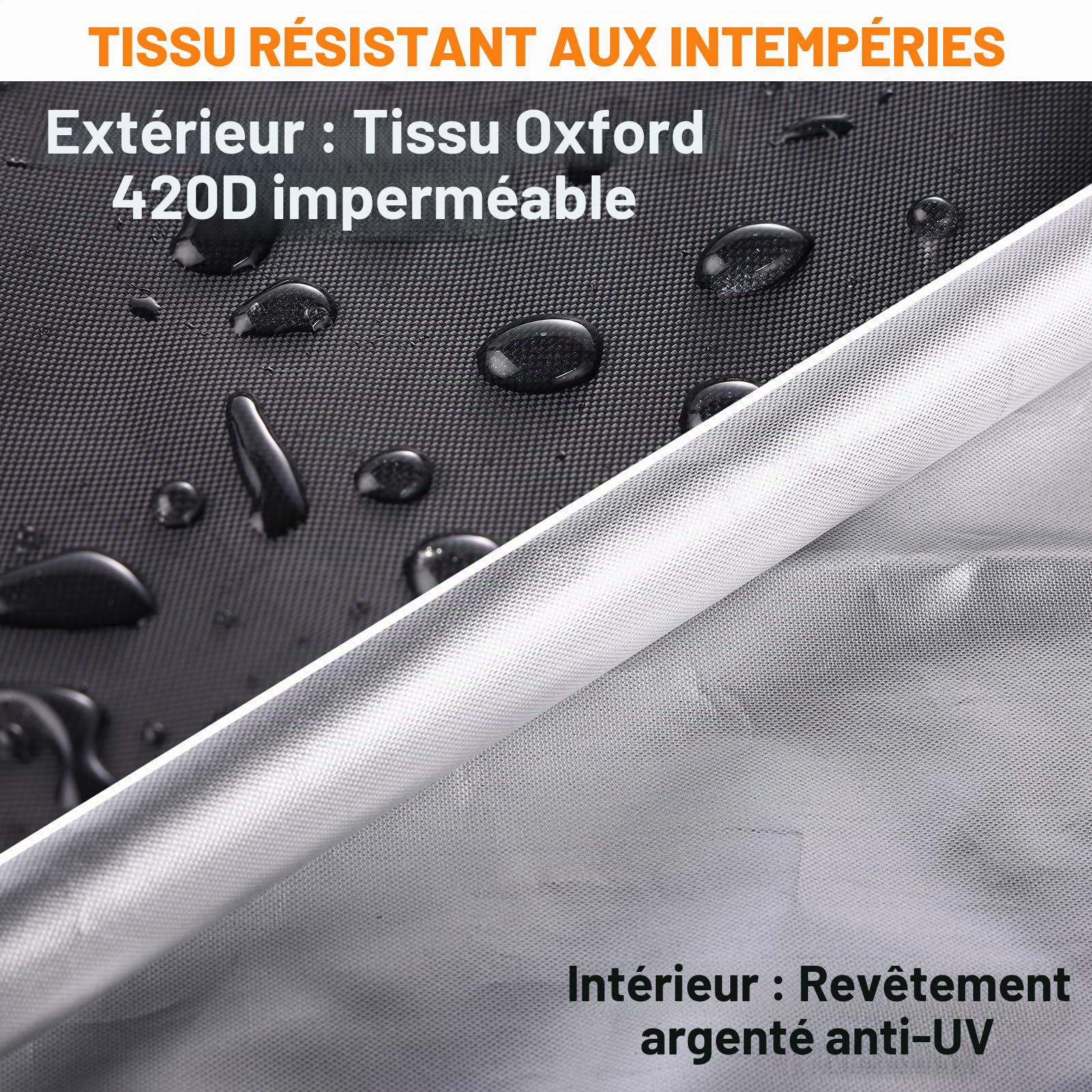 Housse de protection imperméable pour parasol déporté de 200 cm/330 cm, pour parasol double de 450 cm, housse de parasol 420D avec tige, fermeture éclair, aération supérieure (230 x 52 x 62 cm)