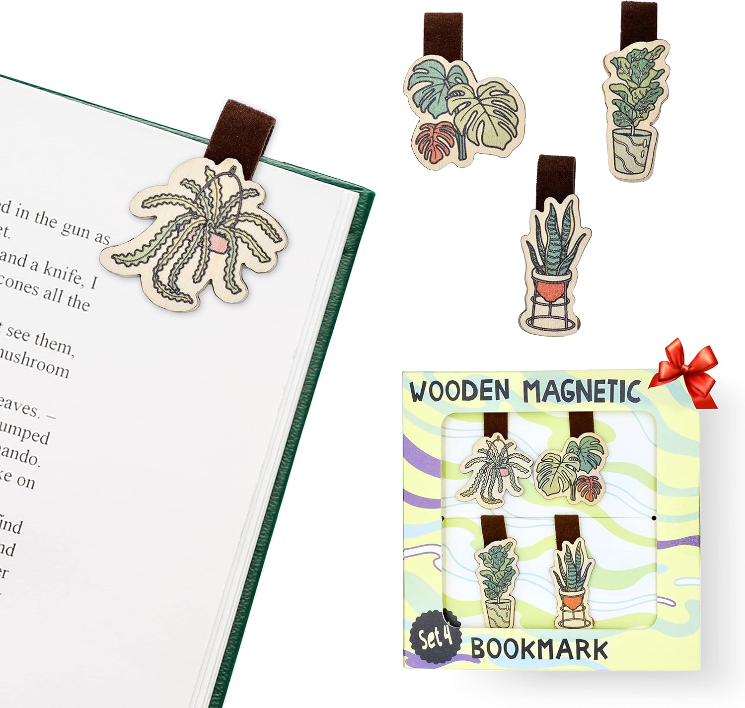 Set 4 Magnetic Bookmarks Plant Collection (Cactus)