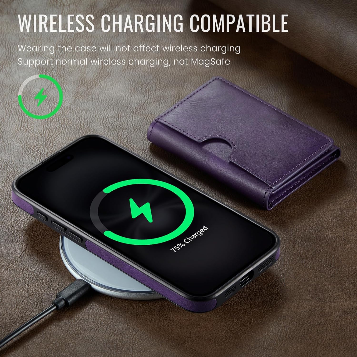Asuwish Phone Case for iPhone 16 6.1 inch Wallet Magnetic Detachable Cell Cover with Wireless Charging and RFID Blocking Credit Card Holder Flip Stand Kickstand i Phone16 i16 16Case Women Men Purple