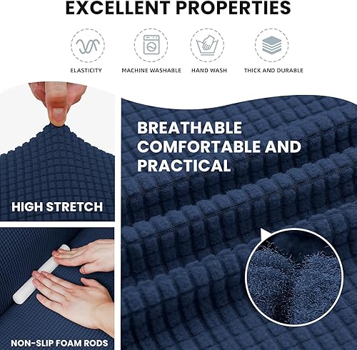 Miniatura 5 de LURKA Fundas elásticas para sofá, Funda de sofá y sillón antideslizante de elastano, Suave con fondo elástico para niños (79 a 94 pulgadas, Talla L,