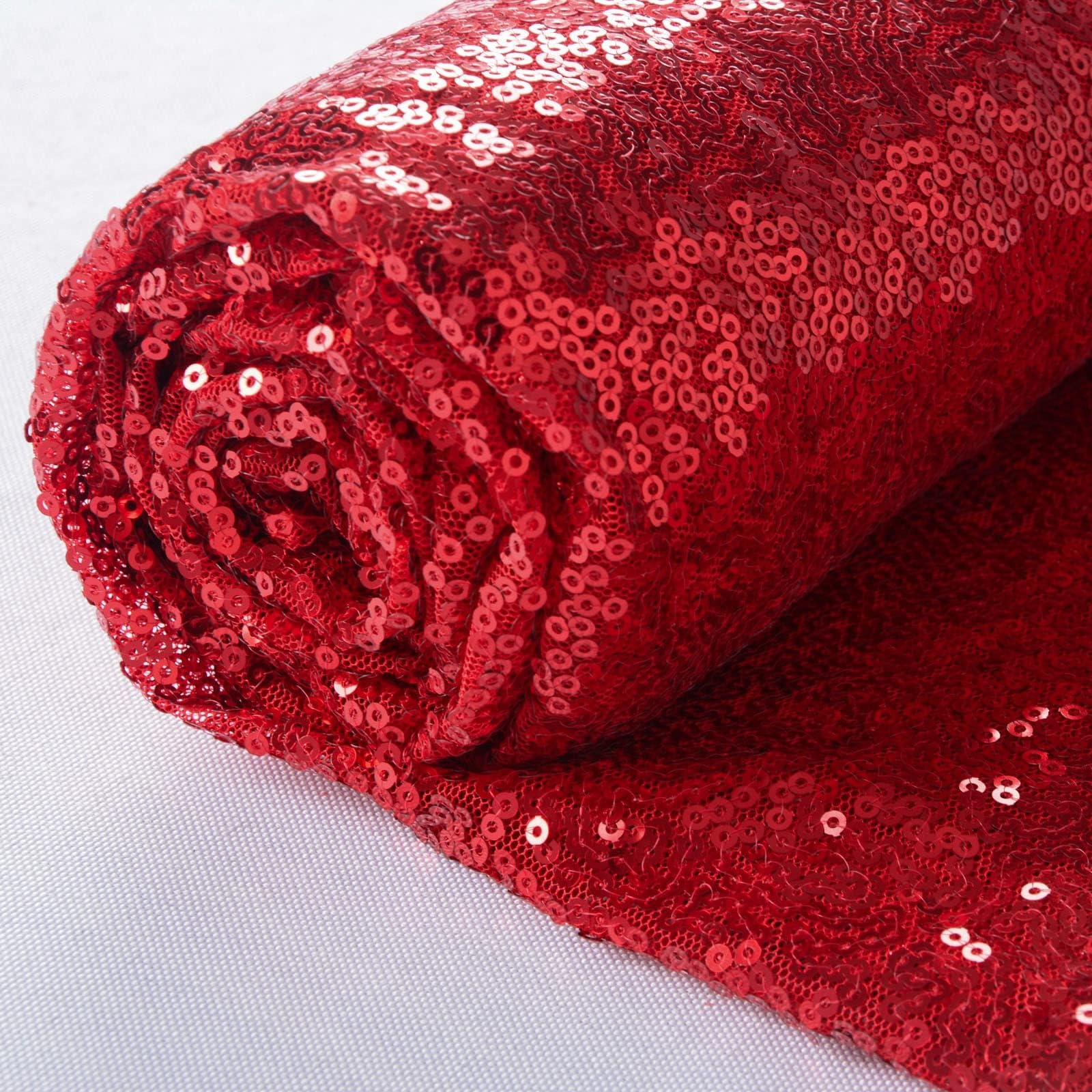 ShinyBeauty 3 Feet 1 Yards Red Sequin Fabric, by The Yard, Sequin Fabric, Tablecloth, Linen Sequin Tablecloth Table Runner Photo Booth Backdrop Glitter Fabric