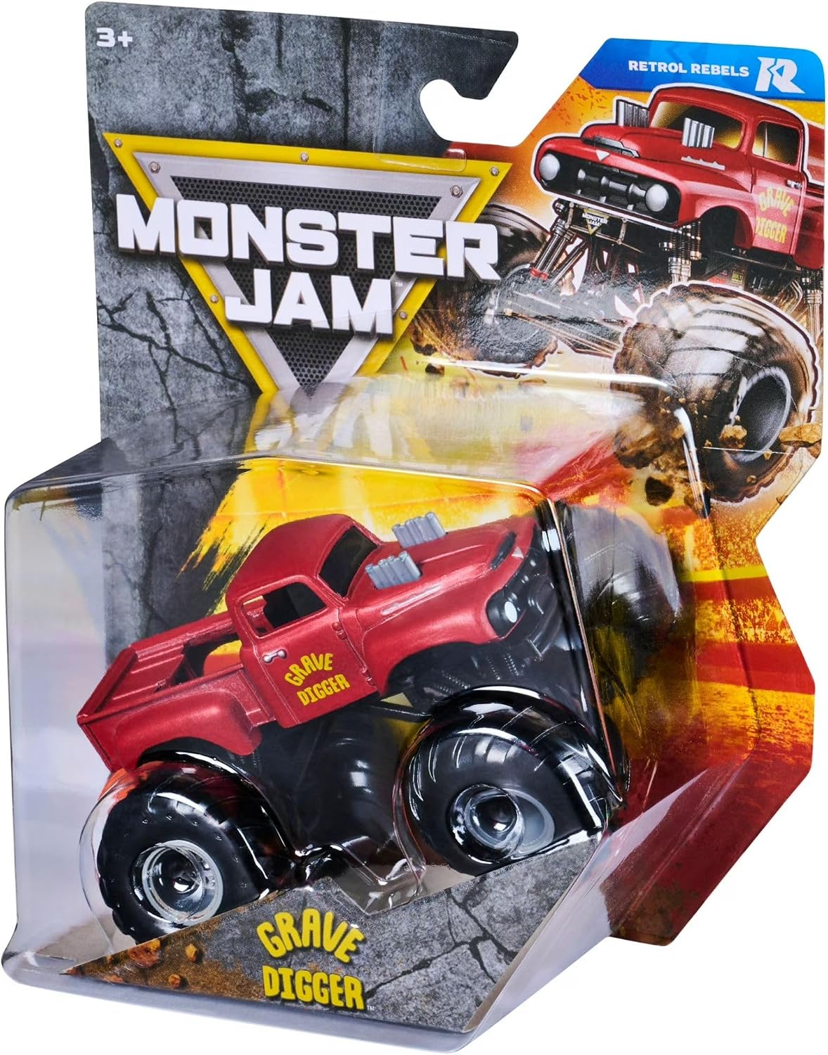 Monster Jam 2026 Official 1:64 Diecast Truck Series 46 Retro Rebels Red Grave Digger image 5
