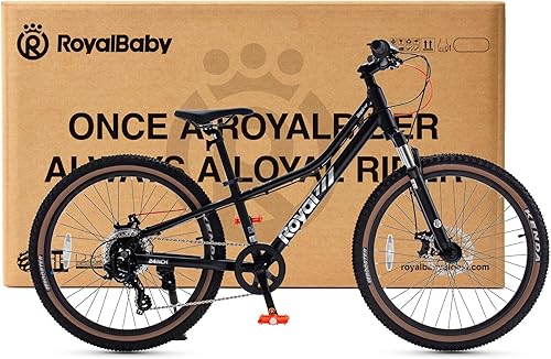 Miniatura 6 de Royalbaby Bicicleta de montaña para niños de aluminio de 2024 pulgadas, bicicleta deportiva MTB, frenos de disco duales de 1 velocidad8 velocidades,