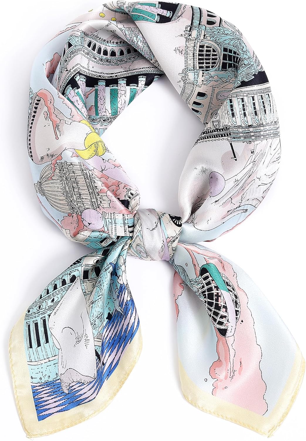 STARWHISPER 100% Pure Mulberry Silk Square Scarf27 x27 Lightweight Neckerchief Hair Scarf Headscarf Night Sleeping