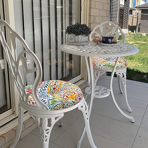Miniatura 8 de LVTXIII Cojines de asiento bistró para exteriores para todo tipo de clima, cómodos cojines redondos para sillas de patio, 15 x 15 x 4 pulgadas,