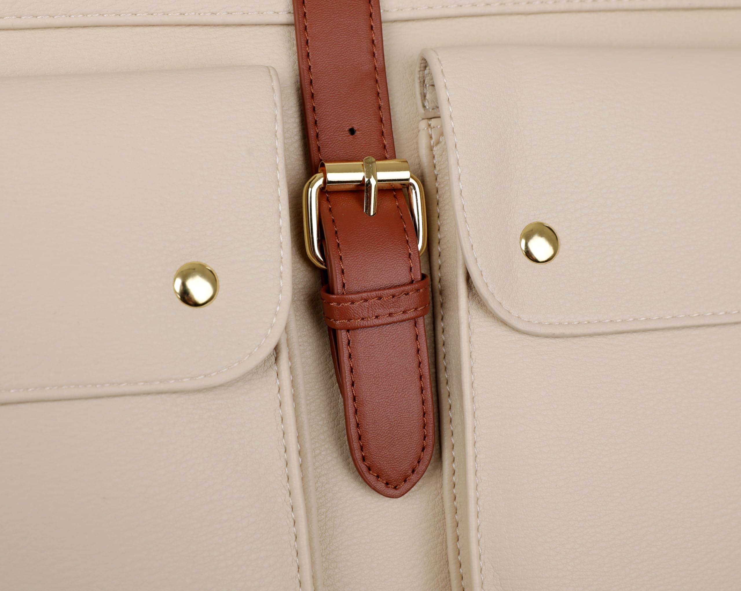 Baosha Faux Leder Laptop Tasche 15.6-17.3 Zoll Damen Aktentasche Schultertasche Notebook Tasche Business Taschen für Frauen BC-07 (Beige)
