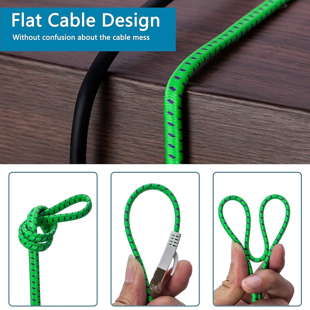 NC XQIN Cat 7 Ethernet Kablosu, 30Ft Cat7 Yüksek Hızlı Düz Gigabit