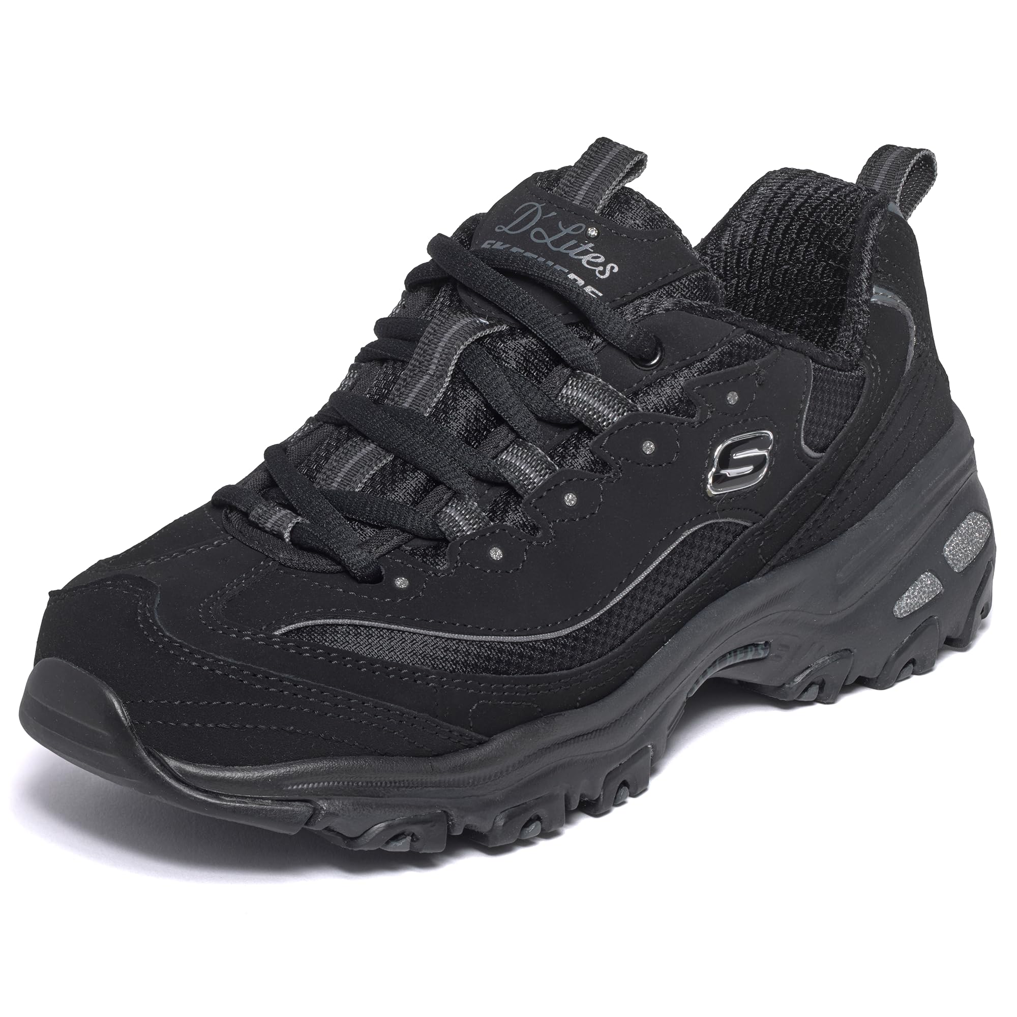 Skechers, D'Lites Biggest Fan Wide, Sneaker, Donna, Nero (Black 11930), 39.5 EU