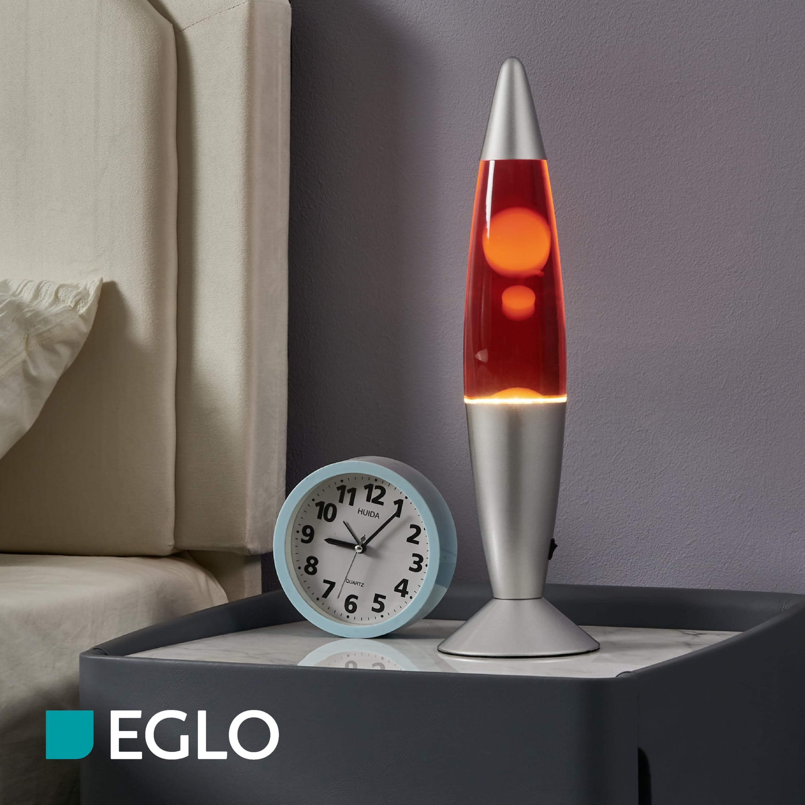 EGLO LED Lavalampe Lava, Deko Lampe Wassersäule, Retro Lavaleuchte Kinder
