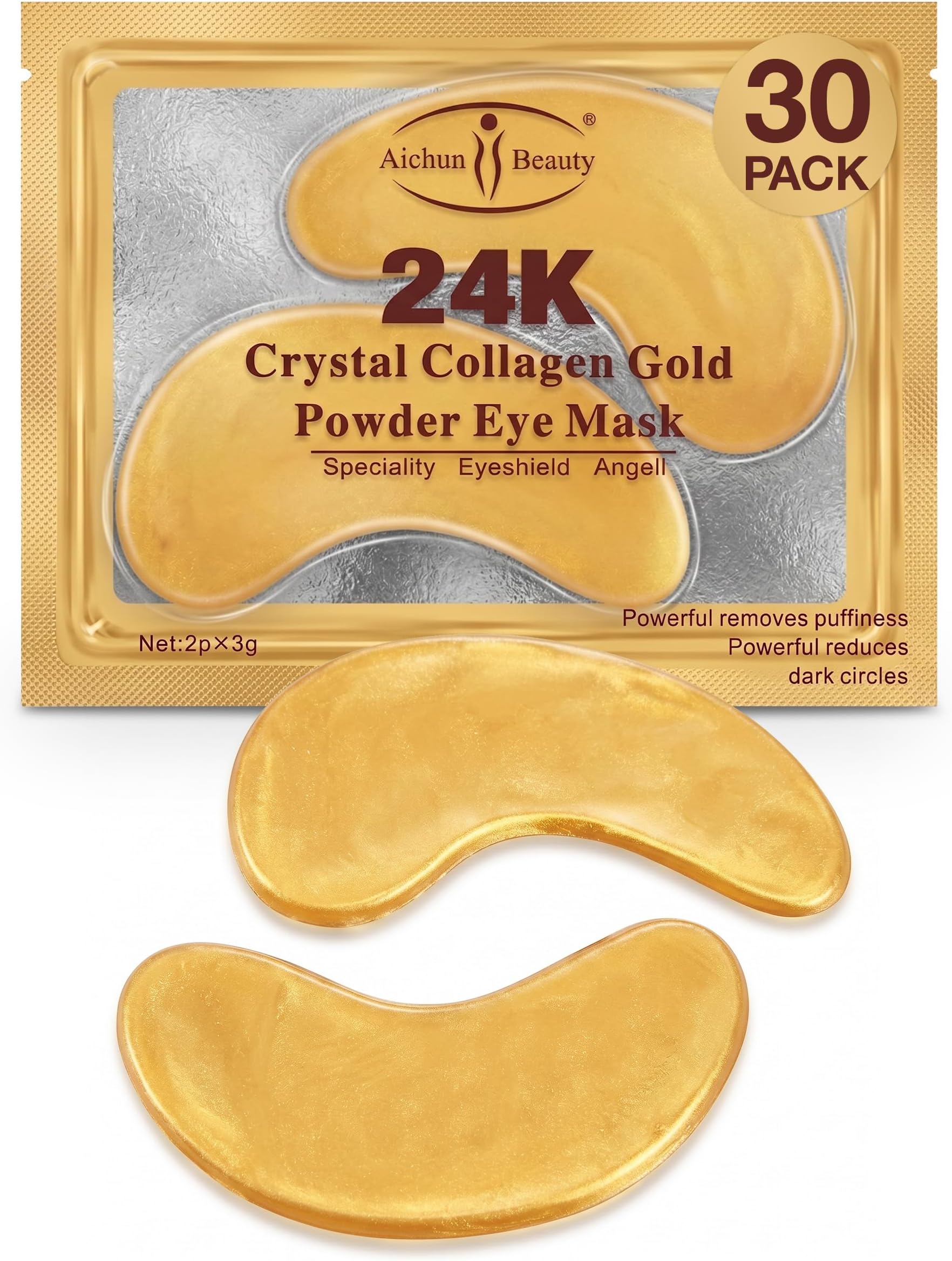 24K Gold Collagen Eye Mask Patches 30 Pack