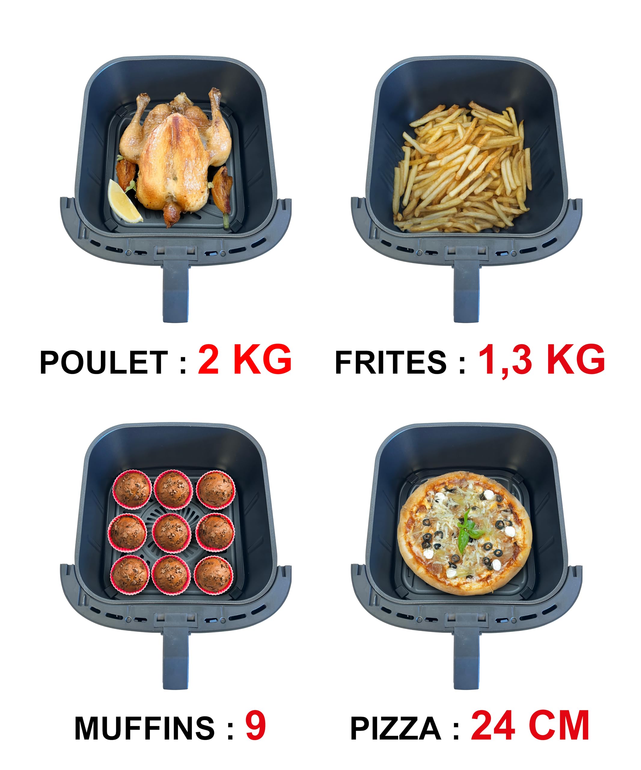 LITTLE BALANCE 8704 Crousty Light XL, Frytkownica bezolejowa, Air Fryer, 10 predefiniowanych programów, 7 litrów dla 6 osób, 1600 W, czarna