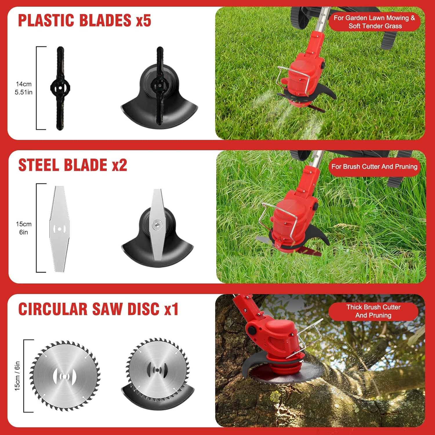 Toner Bank Electric Cordless Weed Trimmer and Edger, Red 21V, with one 5C 1.5Ah Lithium Battery and One US Charger, Ideal for Lawn Care and Garden Work