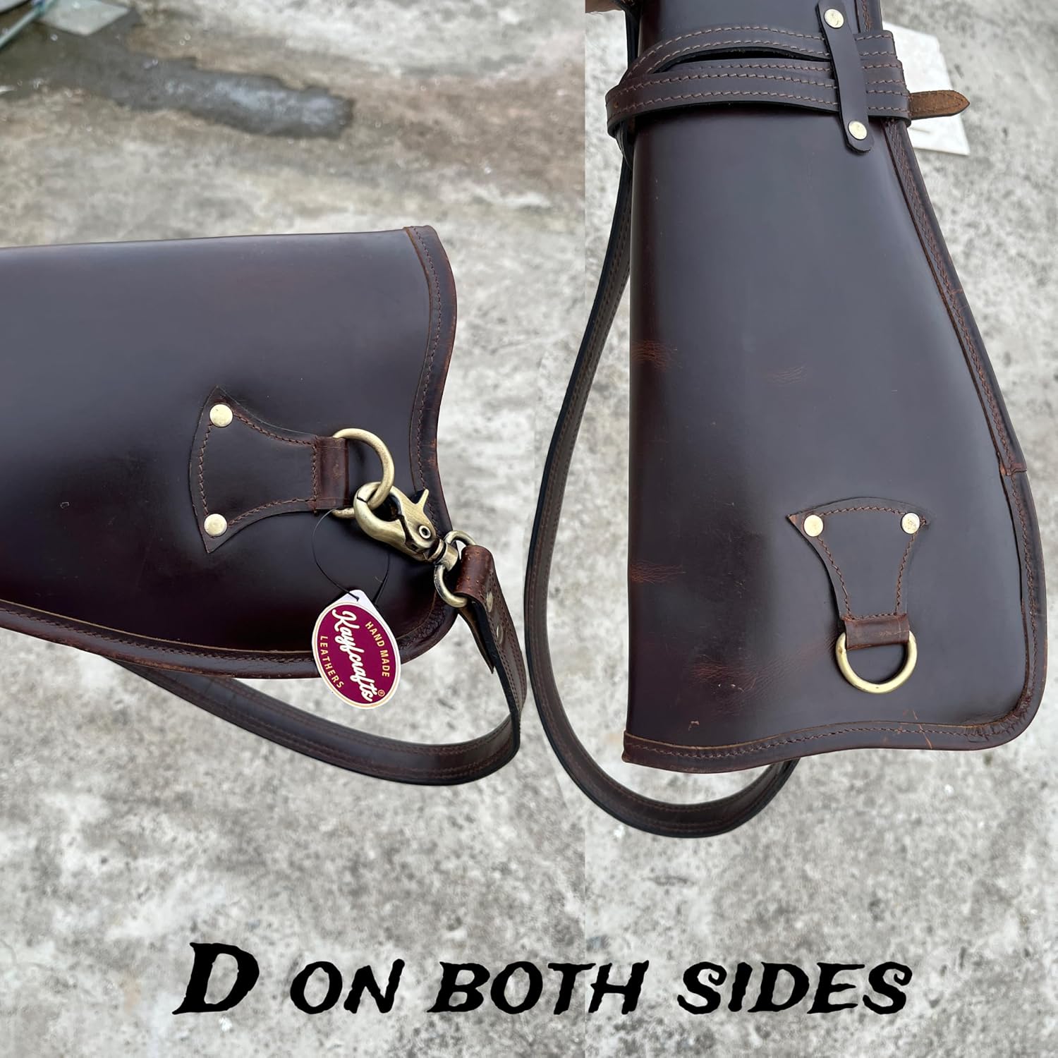 Full Grain Western Hard wax Leather Rifle Scabbard with Faux Shearling Lining Adjustable Shoulder Strap Antique 34" Long Rifle cover carrying case