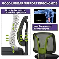 Vista 3 de Silla de escritorio giratoria sin brazos para computadora con soporte de madera ajustable en altura y ruedas giratorias para espacios pequeños