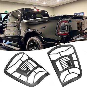 NARPES-Tail Light Lamp Protective Guards Decoration for Dodge RAM 1500 2019-2023 Exterior Accessories Taillight Shell Frame Shield ABS Material Black RAM 1500 Limited Laramie Rebel Long Horn