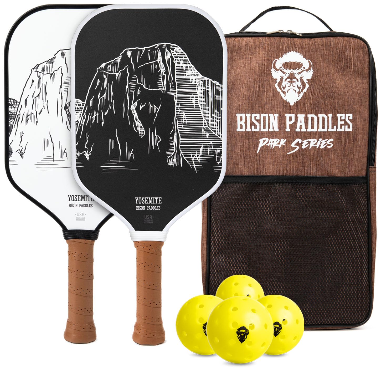 Bison Paddles: Carbon Fiber Pickleball Paddle Set of 2 - National Parks Edition | Durable Unibody Construction | Textured Carbon Fiber Surface | Every