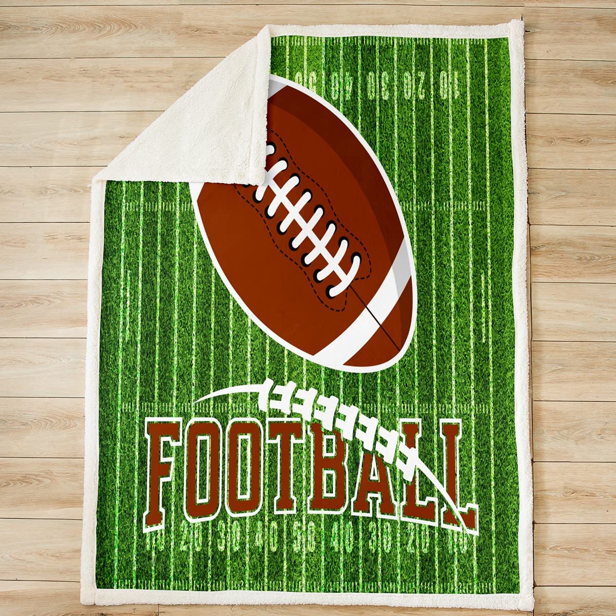 Coperta in pile da calcio americano Sherpa coperta per bambini ragazzi e ragazze gioco sportivo coperta coperta coperta fuzzy per divano letto, 200 x 200 cm