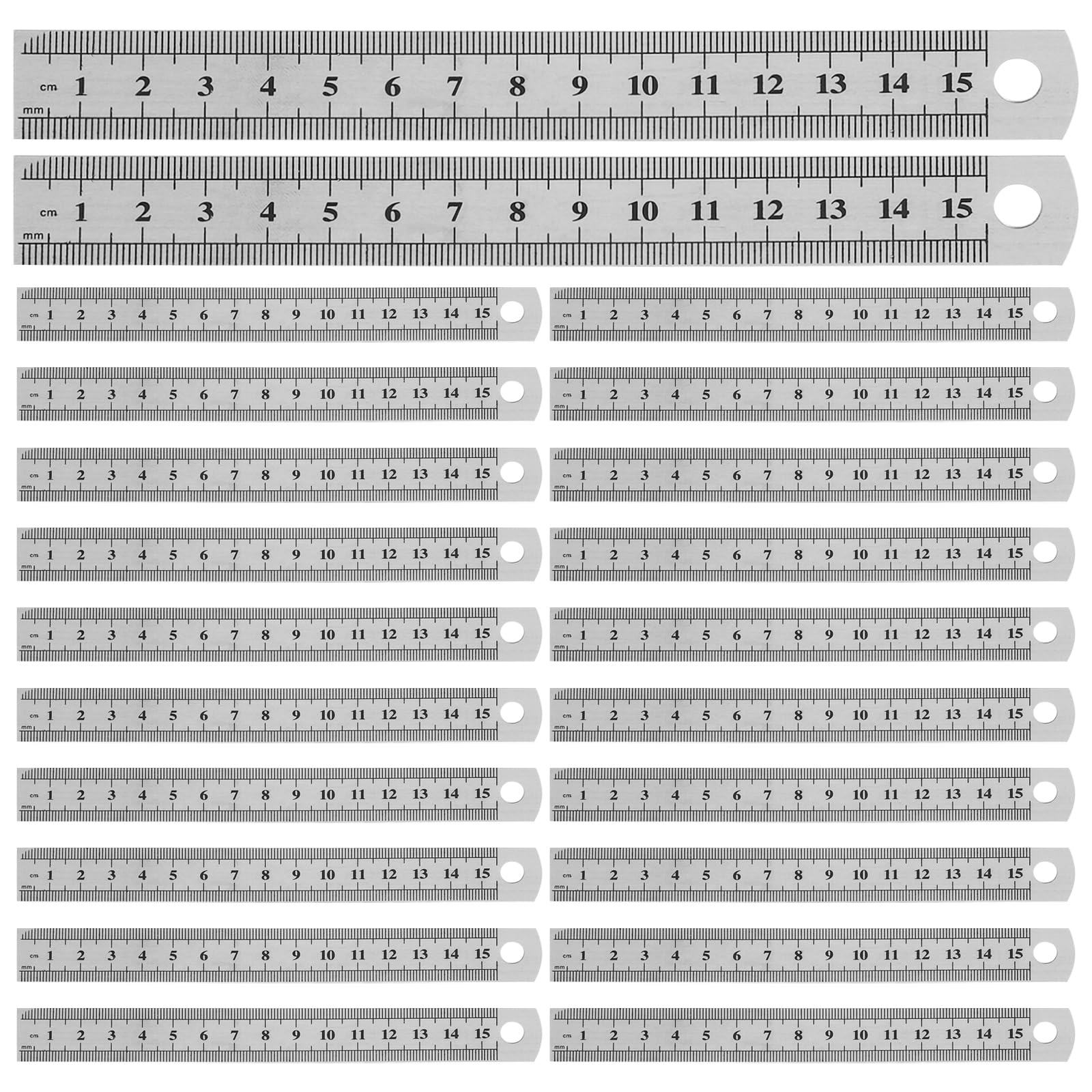 Gatuida 30pièces Règle de Poche Acier Inoxydable de Graduation Double Échelle Outil de Mesure Droit pour Dessin Technique Travaux et Loisirs Créatifs