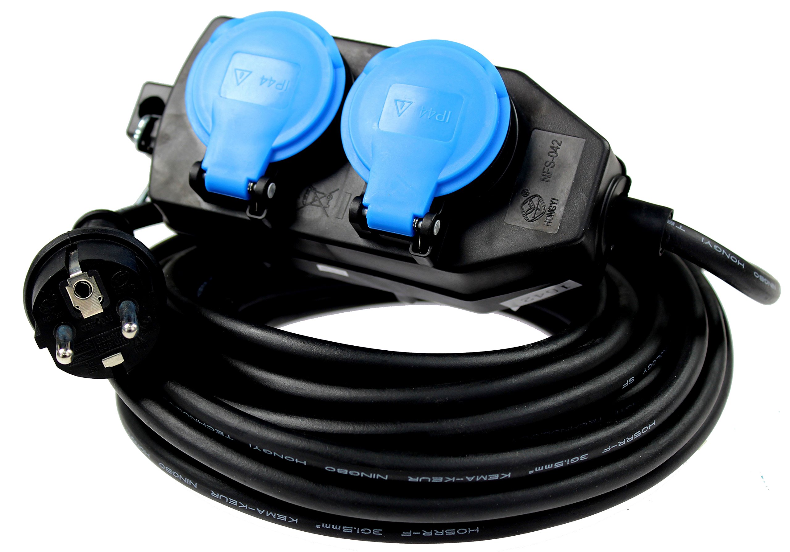 AS Schwabe 860602 kabel przedłużający, czteroczęściowy, 250 V/16 A, kabel 10 m, IP 44, zastosowanie: na zewnątrz