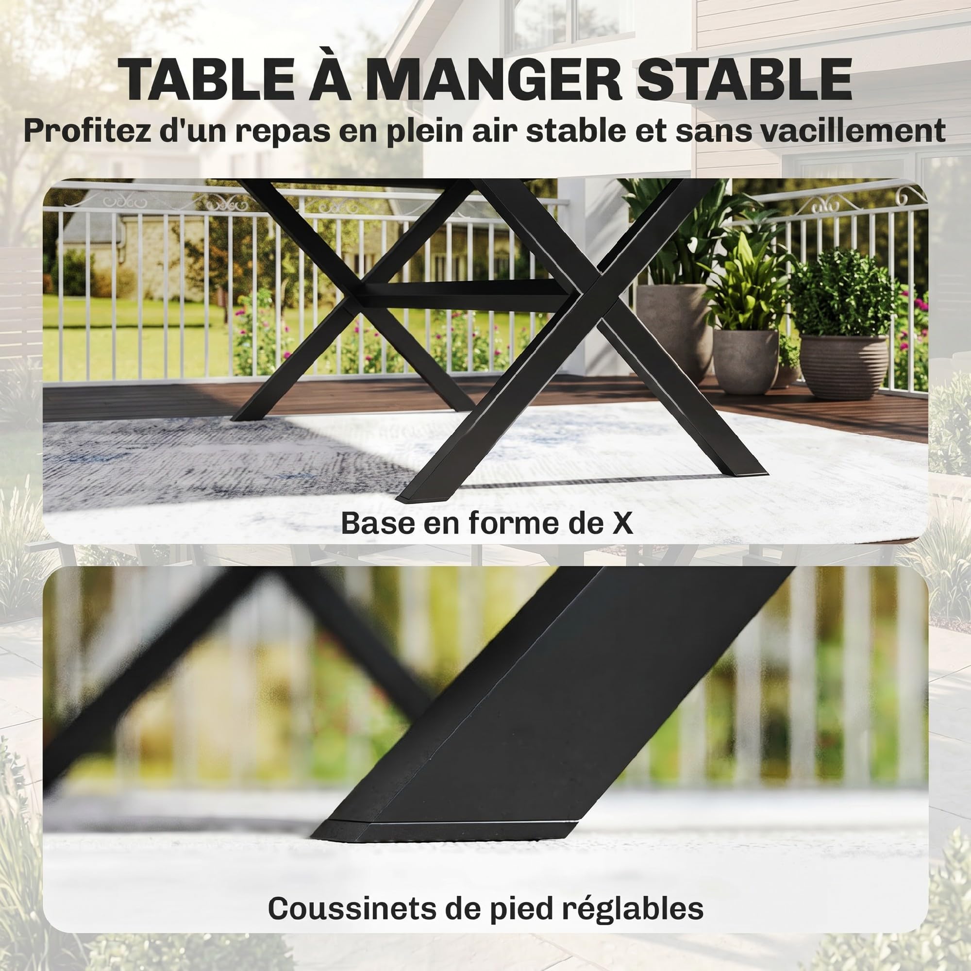 Outsunny Salon de Jardin 7 Pièces, Table et Chaises Aluminium pour 6, Gris