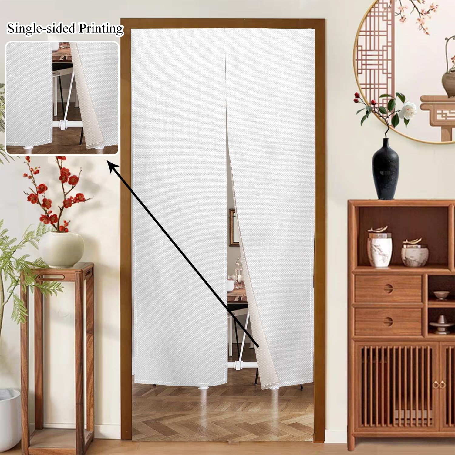 Noren Japanese Doorway Curtain Window Treatment Tapestry Blooming Flowers Printed Door Curtain Polyester Panel Privacy Partition Divider Kitchen Home