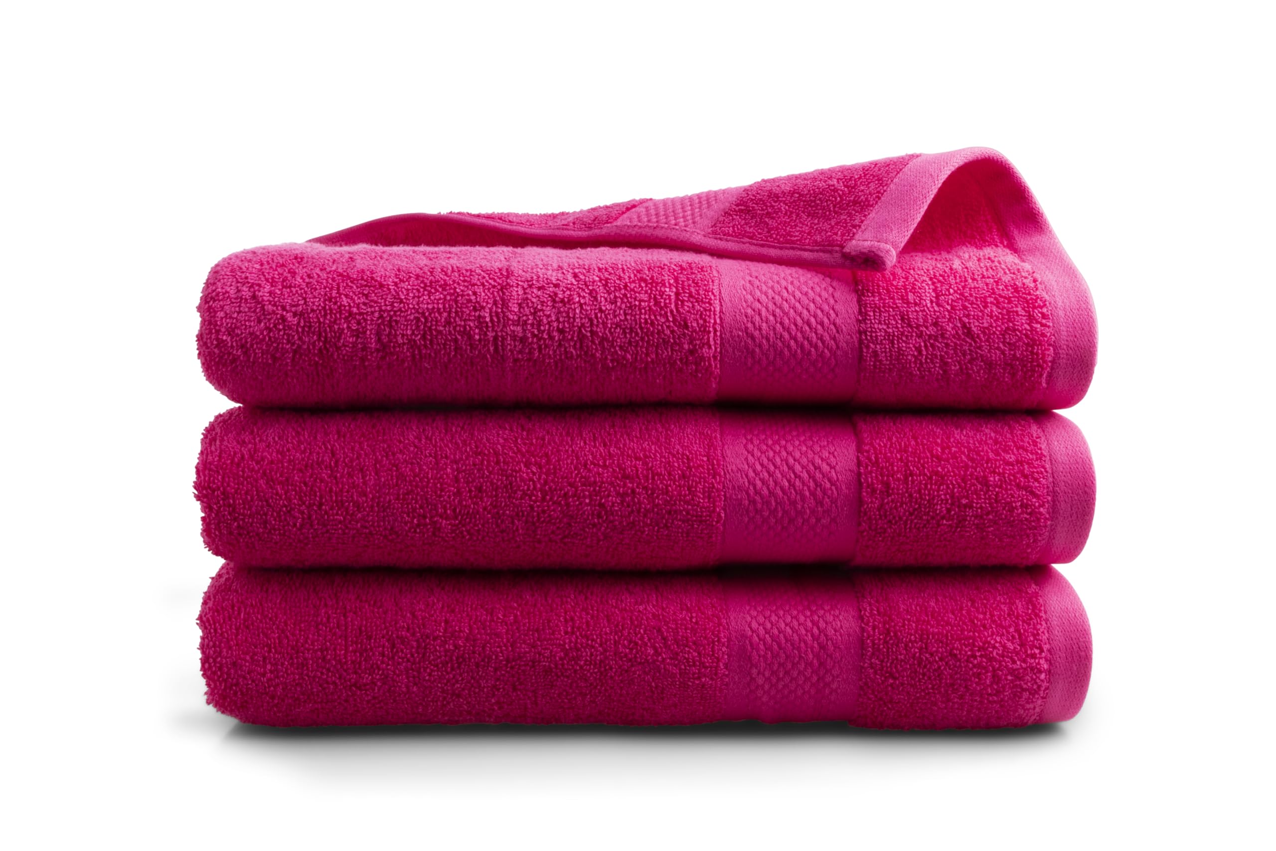 DoubleDry Premium Handtücher Set - 3 Stück 70 X 140 cm Baumwolle - 500 g/m² - Weich & Saugstark - Badetuch badehandtücher Große Handtuch (Rosa)
