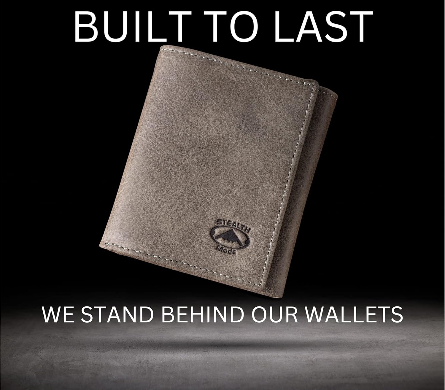 Stealth Mode Trifold Wallet - RFID Blocking Wallet with Flip ID Holder - Leather Case for Money, Credit Cards - Mens Organizer, Divided Billfold, Identity Protection - Men's Gifts (Grey) - Image 7