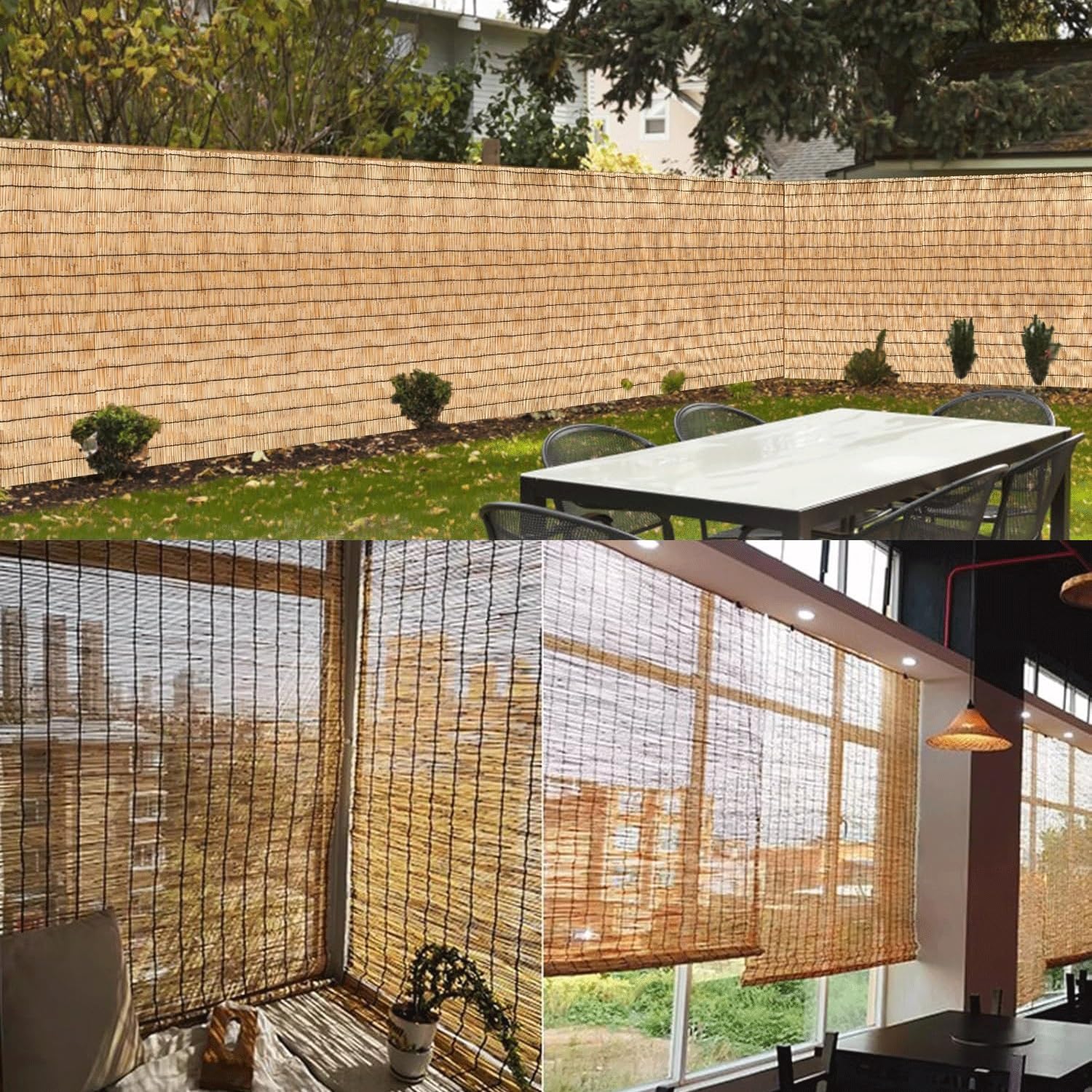 Bambusowe ogrodzenie chroniące prywatność, bambusowa dekoracja ogrodowa, panele ogrodzeniowe, 80 x 400 cm, ochrona balkonu i patio, dekoracyjna osłona ścienna
