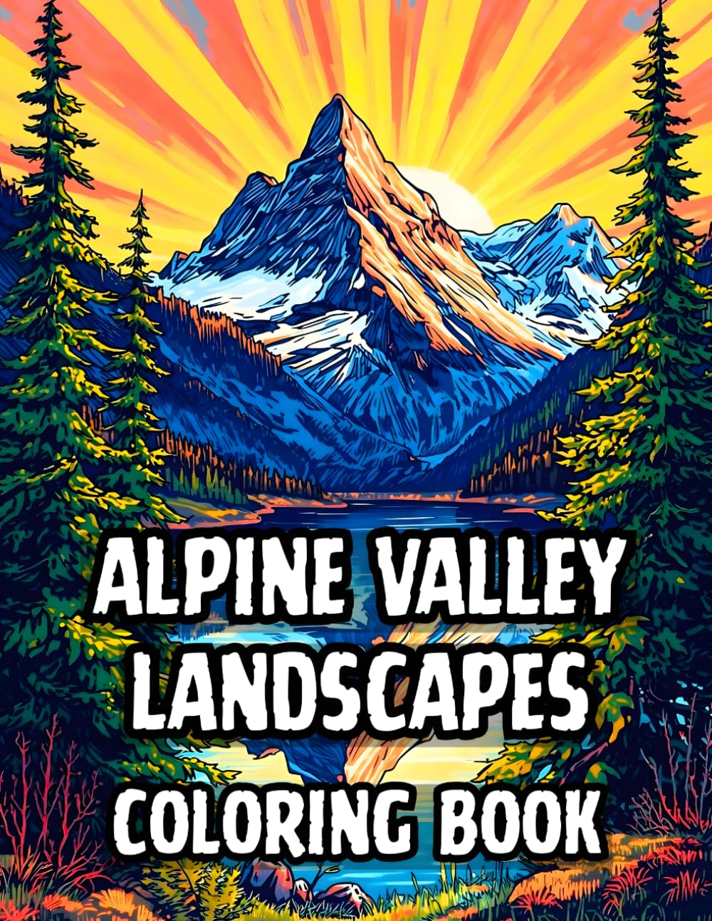 Alpine Valley Landscapes Coloring Book: 38 Majestic Mountain Illustrations to Color with Snow Capped Peaks, Scenic Hiking Trails and Rustic Chalets – ... Living Collection by Gervasio Enrique)