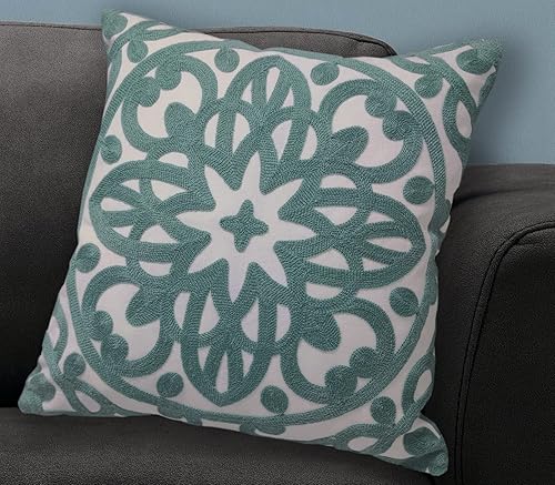 Miniatura 2 de Alysheer Funda de almohada decorativa bordada de 18 x 18 pulgadas, acogedora funda de cojín bohemia con diseño de mandala chic, duradera, 100%