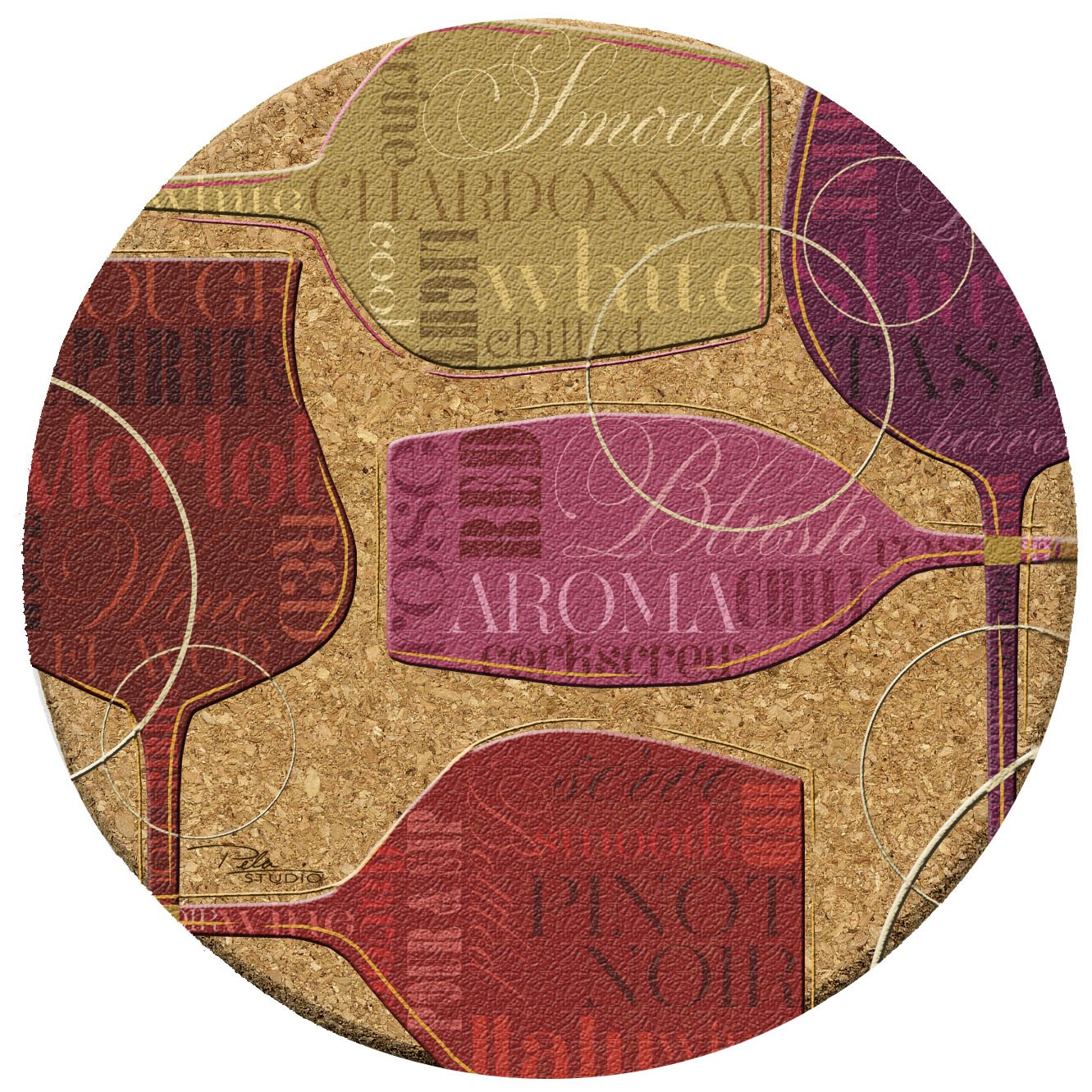 Thirstystone Colorful Wine-III Cork Coaster Set