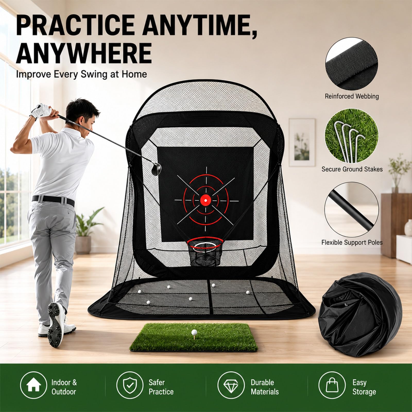 Rete Pratica da Golf con Ritorno Automatico, Interni ed Esterni