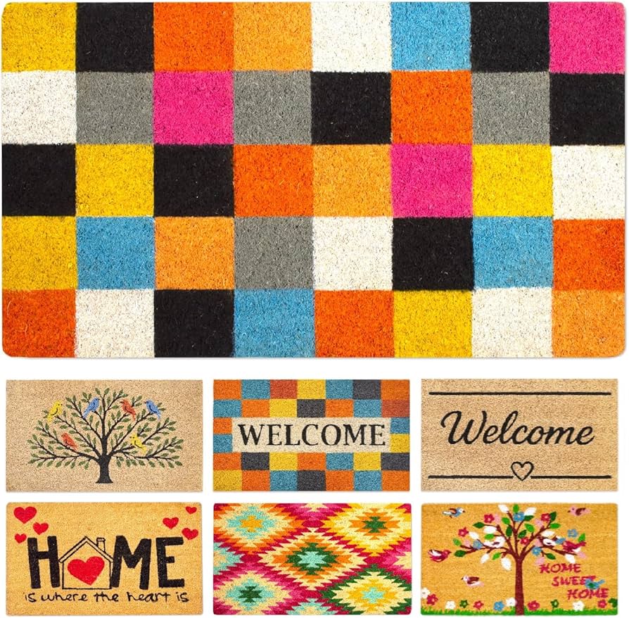 Coir Door mats Outdoor, Door mat Outside Entrance, Welcome mat Indoor, Doormat Outdoor, Funny Door mats Outside, Coir Doormat 16"x27.5" (Squares)