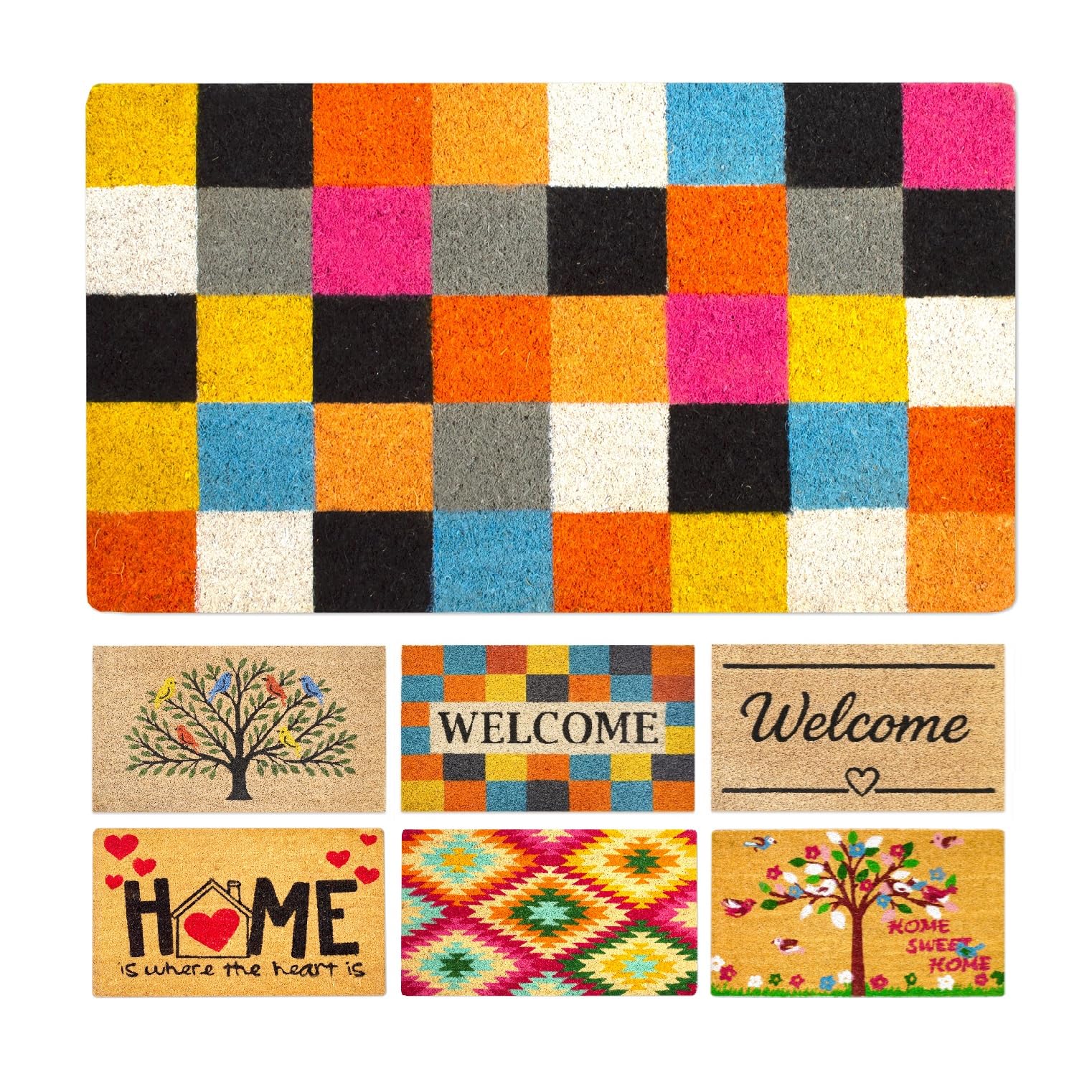Coir Doormat - Squares - 40x70 cm - Outdoor Door mat - Front Door mat outside - Doormats outside