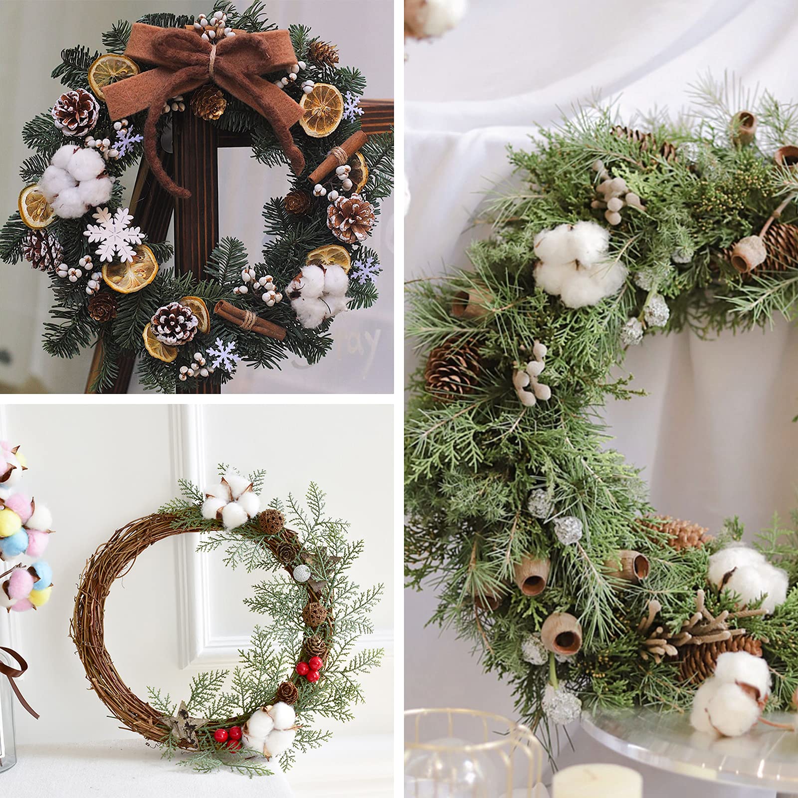 Lot De 8 Bases De Couronne En Rotin Naturel - 20 Cm De Diamètre, Idéal Pour Décorations De Noël, Artisanat, Couronnes DIY (couleur Bois, épaisseur 2.5 Cm)