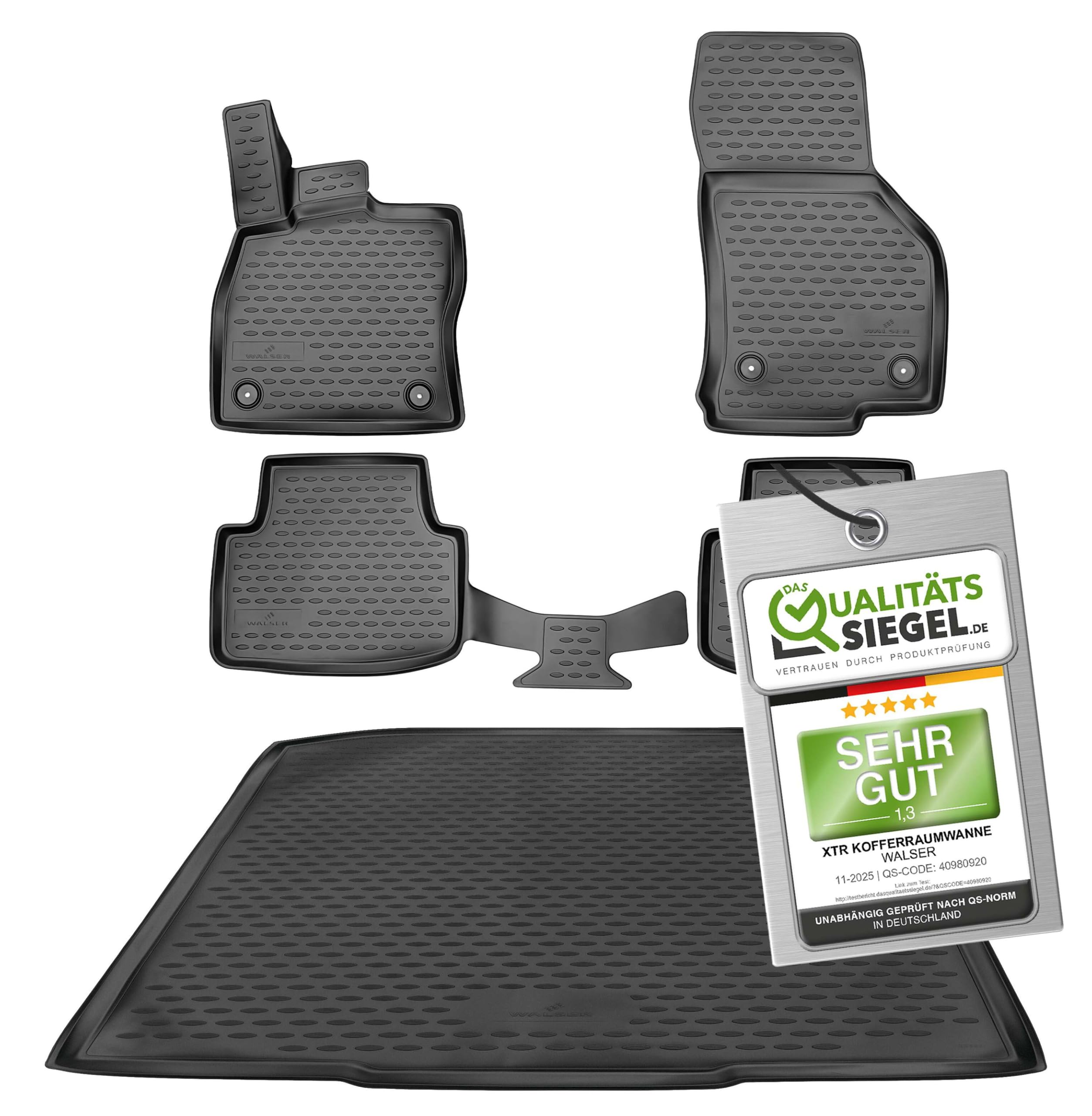WALSER Vasca baule & tappetini in gomma per Skoda Octavia 3 Kombi (5E5, 5E6) 11/2012-10/2020, 100% su misura, tappetino antiscivolo, tappetini auto in gomma