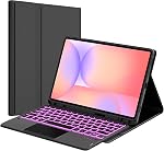 Pour Samsung Galaxy Tab S10 Lite 10.9"/S10 FE/S9 FE/S9 11 boîtier de pouce avec clavier - 7 Couverture de carnet de table sans fil Folio avec clavier Trackpad et support de stylo & Touchpad noir