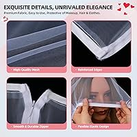 Vista 3 de Oversized Makeup Protector Hood, Guards Hair & Makeup While Dressing, Nylon Chiffon, Reusable, Zip Closure, Machine Washable