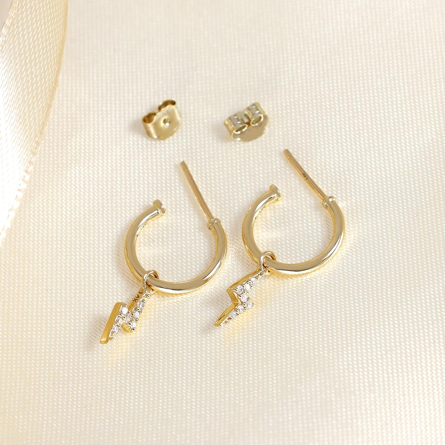 Women 14K Yellow Gold Hoop Earrings Shiny 13mm Round Push Back Lightweight Fine Jewelry Gift For Wedding Party Anniversary Valentine's day