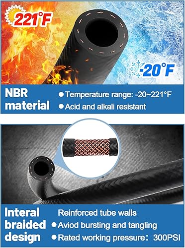 Miniatura 2 de Manguera de línea de combustible  516 pulgadas ID NBR tubo de gasolina de goma de alta presión 300 PSI, adecuado para Kawasaki EZGO carrito de golf,