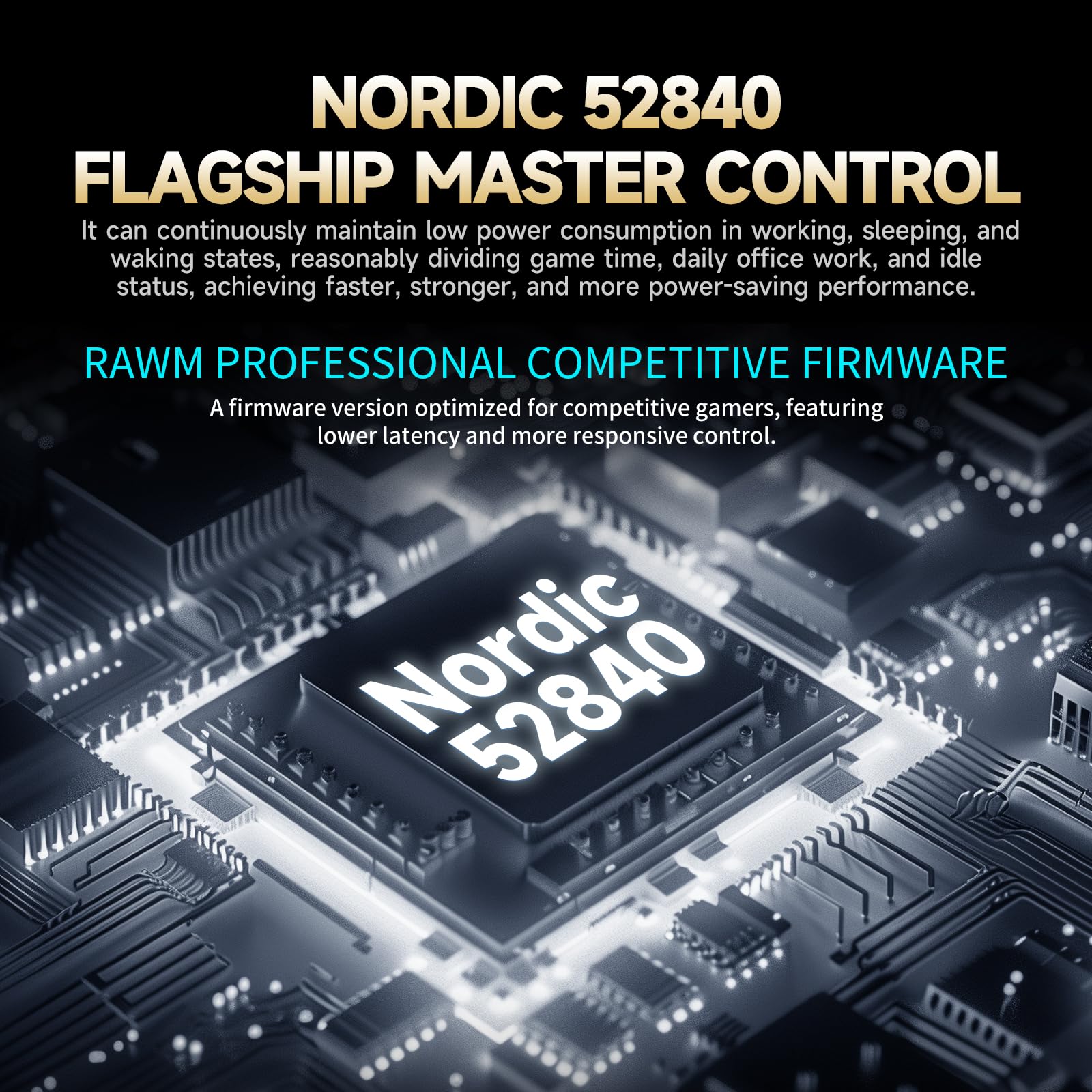 RAWM Ratón inalámbrico para juegos 8K, sensor óptico PAW3950 30K DPI, ligero de 55 g, MCU Nordic 52840, eSports simétricos y ratones para juegos FPS