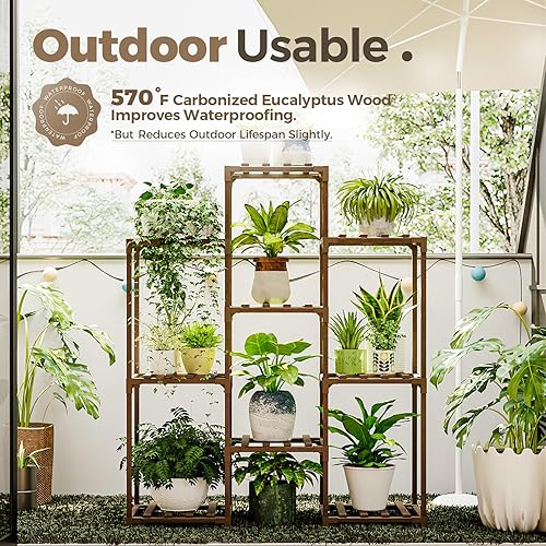 Miniatura 16 de Bamworld - Soporte grande de maderas para plantas de exterior, macetero grande para sala de estar, patio, balcón y jardín
