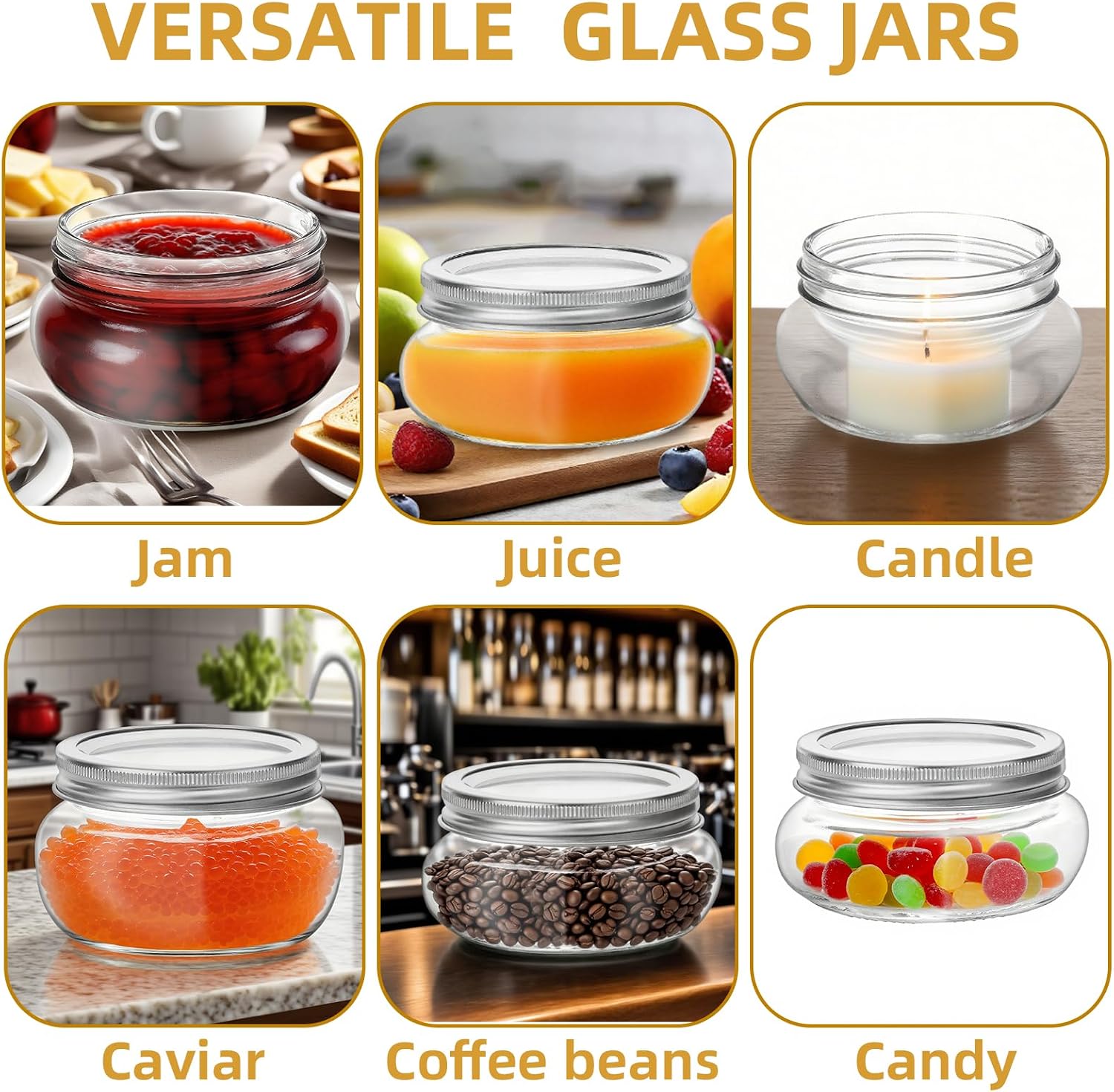 1Pc Wide Mouth Mason Jar 8 oz for Pickling with Silver Metal Airtight Lids and Bands, Wide Mouth Glass Canning Jars for for Canning, Preserving, Meal Prep, Overnight Oats, Jam, Jelly (1)